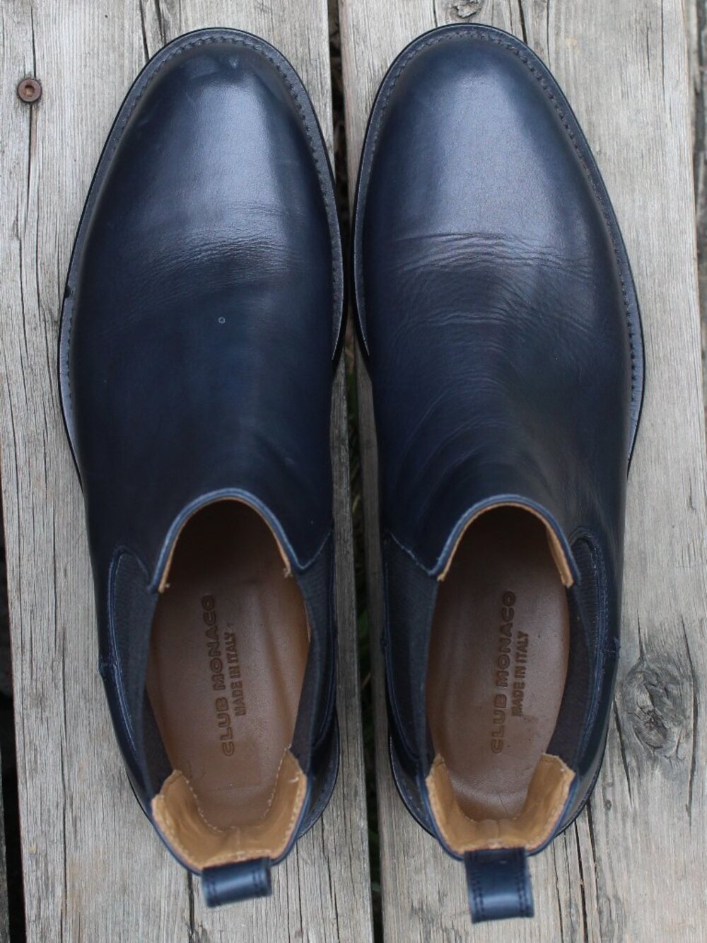 Club Monaco Blue Leather Chelsea Boots, Men's Size 11 US, Made in Italy - Picture 9 of 13